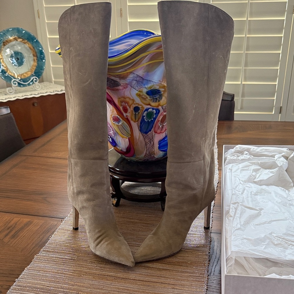 Jimmy Choo Taupe Over the Knee Boots